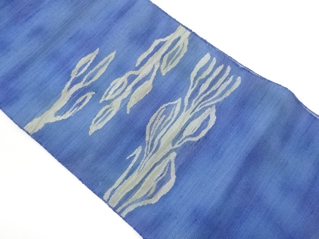 JAPANESE NAGOYA OBI FOR SUMMER / TSUMUGI / WOVEN ABSTRACT LEAVES